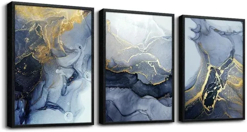Miniatura 11 de Arte en lienzo enmarcado en negro para decoración de sala de estar y dormitorio - Pintura de pared de playa en blanco y negro - Imágenes de olas