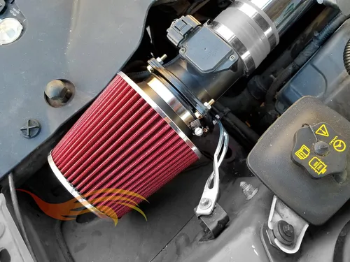 Miniatura 6 de Rtunes Racing Alto Flujo Redondo Cónico Cono Cerrado-Top Lavable Abrazadera En Seco Filtro De Aire Seco Corto Alto Rojo 2.992 in 3