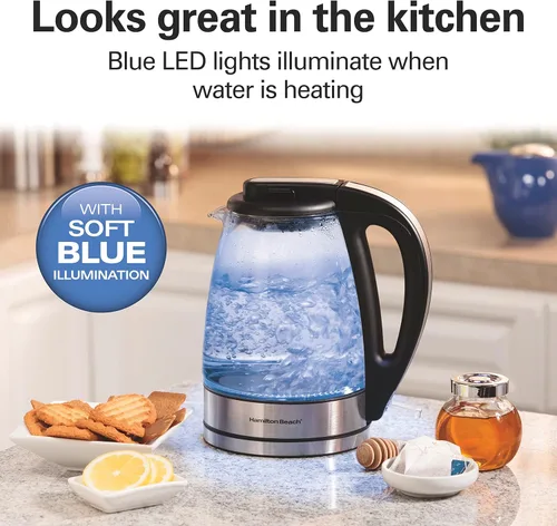 Miniatura 5 de Hamilton Beach Compact Hervidor de agua de vidrio, 1 litro (40930)