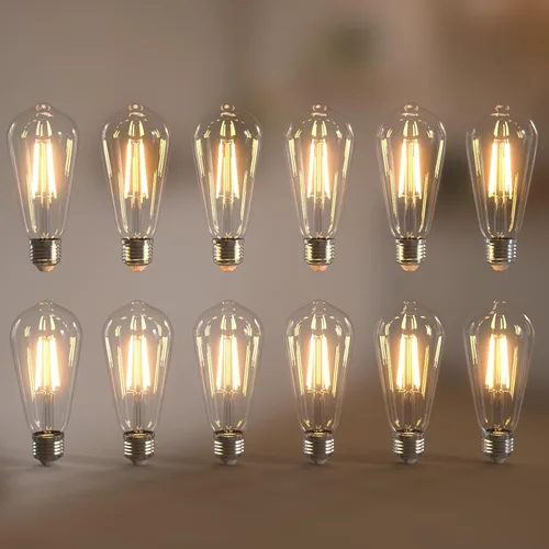 Miniatura 26 de Jensense Bombillas LED Edison E26, 60 vatios equivalentes, bombillas regulables, 2300 K, luz blanca cálida (cristal ámbar), estilo vintage
