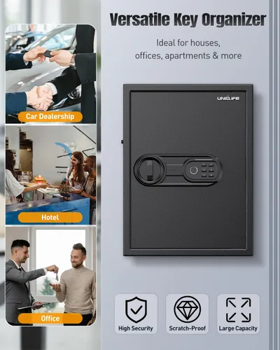 Miniatura 6 de Uniclife Caja de Llaves de 71 Posiciones, Caja de Bloqueo de Llaves de Pared con Código y Cerradura de Llaves, Gabinete de Llaves con Huella