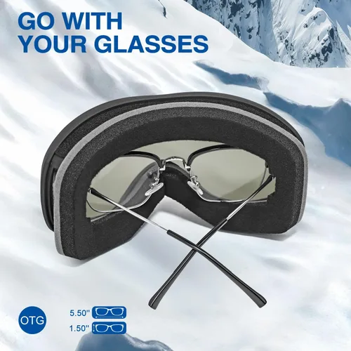 Miniatura 4 de SPOSUNE Gafas de Esquí Sobre Gafas con Lente Doble, Gafas de Nieve Anti-empañamiento Anti-UV para Hombres Mujeres Jóvenes Esquí Moto de Nieve