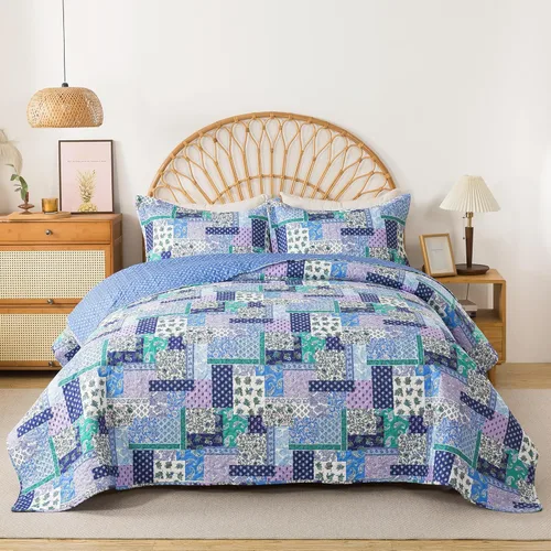 Miniatura 29 de HoneiLife Juego de colcha de tamaño King extragrande de 120 x 120 pulgadas, 3 piezas, California King extragrande, todas las estaciones, ropa