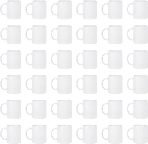 Tazas de café en blanco de cerámica para sublimación de 11 Oz, paquete de 36 piezas, tazas de café blancas con revestimiento en blanco, tazas en