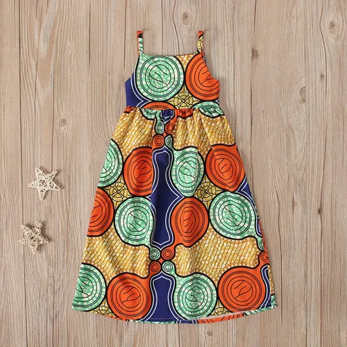 Miniatura 3 de Vestido de princesa africana Dashiki con tirantes 3D para niñas y niñas pequeñas (naranja, 6-7 años)
