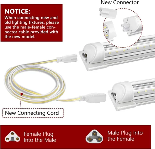 Miniatura 7 de Paquete de 8 luces LED de crecimiento, luces de crecimiento T8 de 2 pies, tiras de luz de crecimiento de espectro completo de 192 W (8 x 24 W)