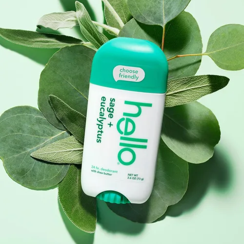 Miniatura 7 de hello Desodorante sin aluminio de salvia y eucalipto para mujeres y hombres con manteca de karité, frescura 24 horas, desodorante sin bicarbonato