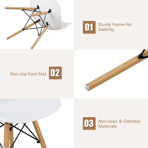 Miniatura 5 de GOFLAME DSW - Sillas de comedor, sillas de plástico con patas de madera, sillas sin brazos de estilo moderno para sala de estar, cocina, dormitorio