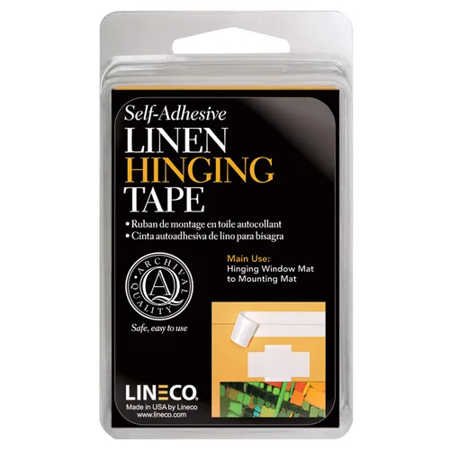Lineco Cinta autoadhesiva para bisagras de lino, para fijar alfombrillas al tablero, obras de arte pesadas, no amarillea, fuerte y adhesivo acrílico