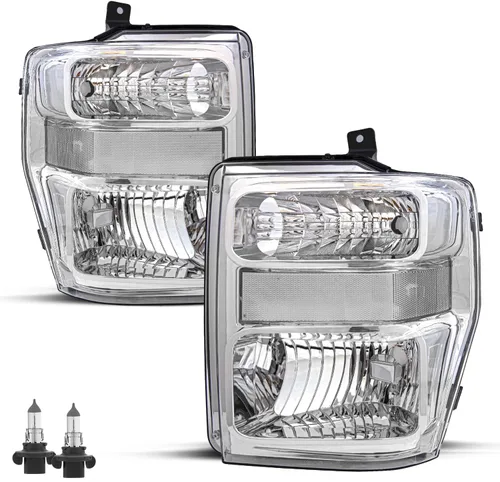 Miniatura 7 de JSBOYAT Juego de focos delanteros de repuesto con bombillas para Ford F250 F350 F450 F550 Super Duty 2008-2010. Carcasa negra con reflector
