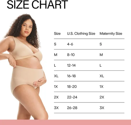 Miniatura 2 de Motherhood Maternity Ropa interior de maternidad para mujer, paquete de 2 unidades, esenciales posparto, sin costuras, tallas grandes, Negro y Beige