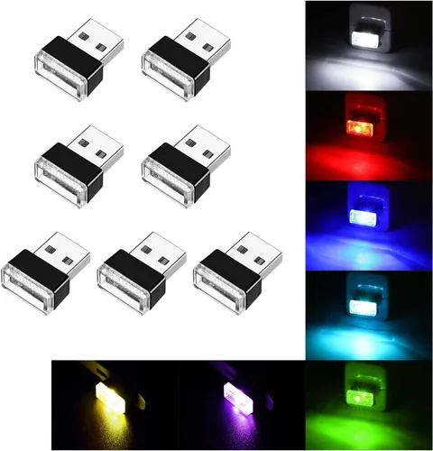 Miniatura 23 de Ziciner 6 PCS Lámpara de Ambiente Interior de Coche LED USB, Mini Luz Nocturna LED Portátil, Kit de Iluminación Ambiental de Maletero con Interfaz