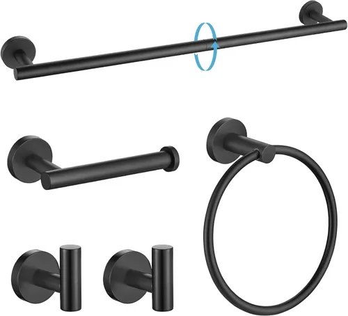 Miniatura 9 de TURS Juego de accesorios de baño de acero cepillado de 5 piezas, juego de barra de toalla de baño de acero inoxidable SUS304, kit de accesorios