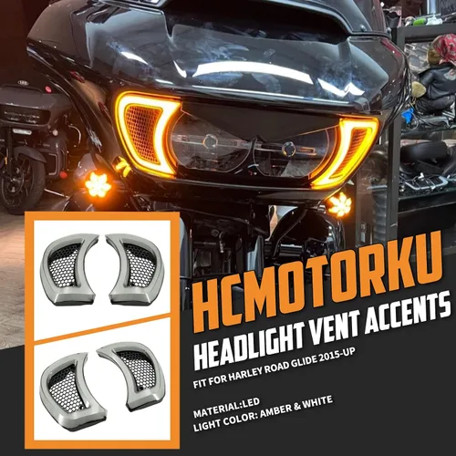 Miniatura 3 de Luces LED de ventilación para faros delanteros, luz de circulación para Harley Road Gilde FLTRX 2015-2023 (transparente)