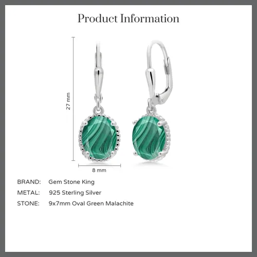 Miniatura 82 de Gem Stone King Aretes colgantes de gota para mujer, plata de ley 925, piedra natal ovalada de 0.354 x 0.276 in, joyería fina, regalos para ella
