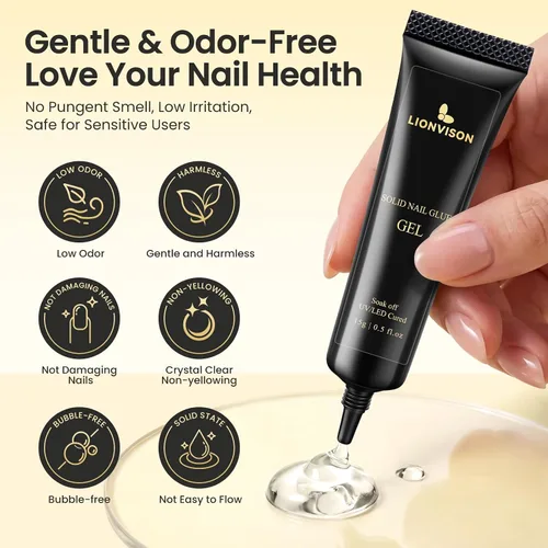 Miniatura 3 de LIONVISON Gel de pegamento de diamantes de imitación: fuerte adhesivo de curado UV para puntas de uñas a presión y diamantes de imitación, más de 28