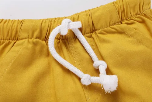 Miniatura 7 de HILEELANG Pantalones cortos chinos de verano para niños pequeños, de algodón, elásticos, con cordón, para uniforme escolar, 2