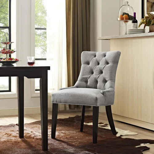Miniatura 2 de Modway Regent Modern - Silla auxiliar de comedor, elegante tapizada con botones y ribete de cabeza de clavo, color gris claro