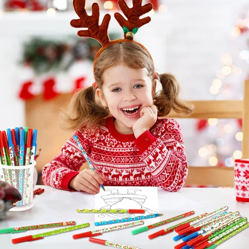 Miniatura 5 de JANYUN Bolígrafos de Navidad, 26 unidades de lindos bolígrafos de tinta de gel de dibujos animados, bolígrafos retráctiles de Navidad para adultos