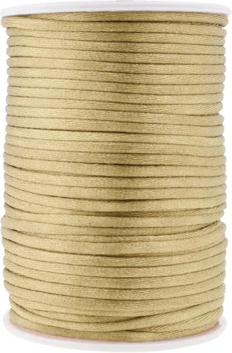 Miniatura 63 de Mandala Crafts Cordón de Satén de Nailon 2mm Cordón Rattail Champagne - 100 Yardas Cordón de Nailon Chino para Nudos Cordón de Seda Cola de Rata