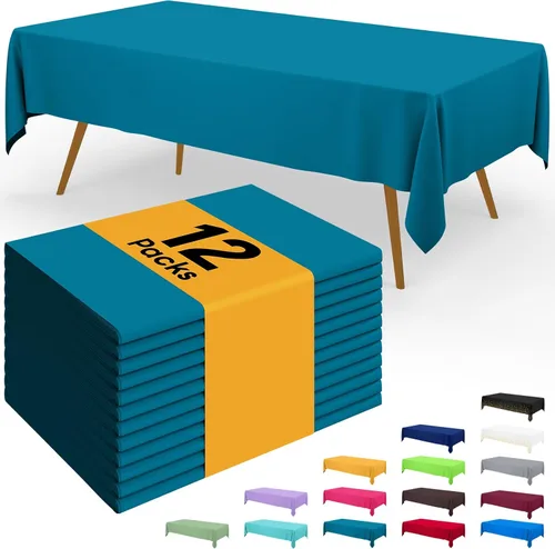 Miniatura 75 de Smiry - Juego de 6 manteles desechables, 54 x 78 pulgadas, manteles impermeables rectangulares para fiestas, cubierta de mesa de plástico