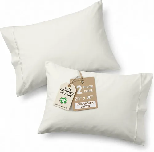 Miniatura 64 de Lane Linen - Juego de 2 fundas de almohada, 100% algodón orgánico puro, tamaño king, color amarillo claro/vainilla (20 x 36 pulgadas)
