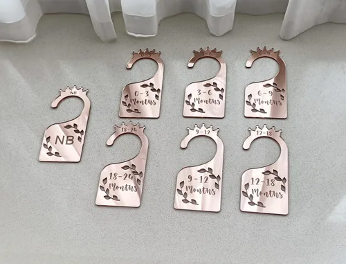 Miniatura 8 de Divisores de armario para bebé, juego de 7 organizadores de ropa de bebé con espejo acrílico para armario, hogar, guardería, desde recién nacidos