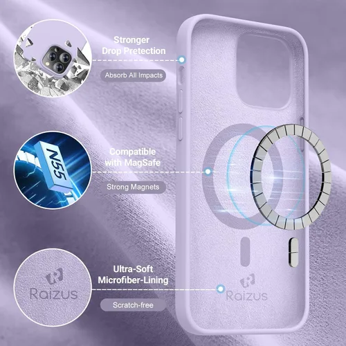 Miniatura 4 de RIZUS - Funda de silicona magnética para iPhone 13 Pro Max [compatible con MagSafe], funda delgada con forro de microfibra antiarañazos, a prueba