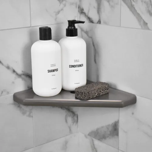 Miniatura 4 de Questech Décor - Estante esquinero de ducha, con tapa para una nueva construcción, estante esquinero de ducha para paredes de azulejos, organizador