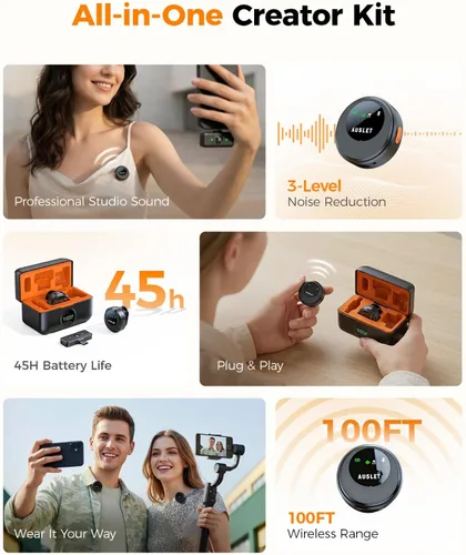 Miniatura 8 de SX29 Micrófono Lavalier inalámbrico para iPhone 17/16/15 y Android, mini micrófono USB-C Plug & Play, reducción de ruido AI, micrófono magnético