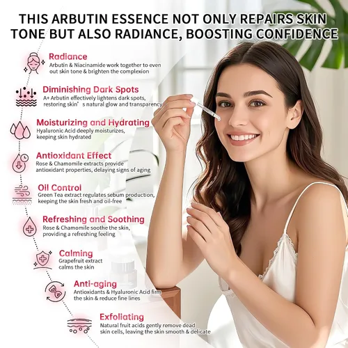 Miniatura 7 de Alpha Arbutin - Suero al 2% para manchas oscuras, cicatrices de acné, minimizador de poros, hidratación y eliminación de pigmentación, suero