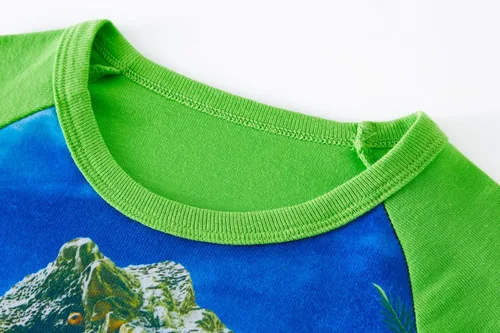Miniatura 2 de Pijamas para niños, dinosaurio, cohete, espacio, 4 piezas, pijamas de manga larga, conjuntos de ropa de dormir de 2 a 12 años