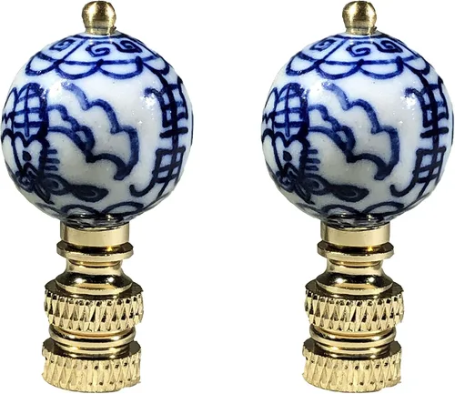 Miniatura 13 de Royal Designs, Inc. Decorativos Chinoiserie Azul y Blanco Terminales de Lámpara (Longevidad - 2 Pk)