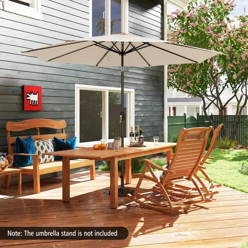 Miniatura 3 de Tangkula Sombrilla de 10 pies para patio al aire libre, sombrilla de mesa de mercado al aire libre con botón de inclinación, manivela y 8 varillas