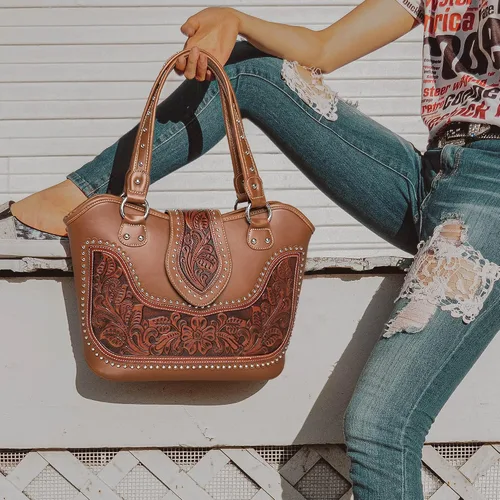 Miniatura 3 de Montana West - Bolso estilo tote occidental para mujeres, bolso de hombro con grabado. Bolsos y carteras para damas