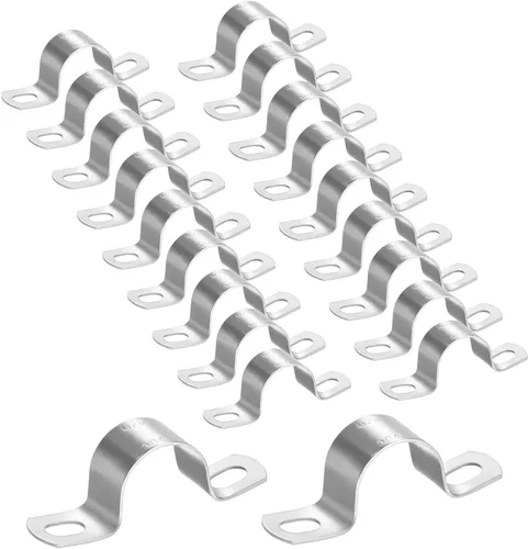 Miniatura 57 de M METERXITY Paquete de 3 abrazaderas de conducto, correa rígida de acero inoxidable 304 de 3-1/2 pulgadas M89 U con 2 agujeros