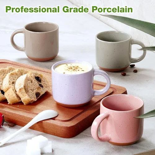 Miniatura 6 de Gencywe Juego de 6 mini tazas de café de cerámica de 5 onzas con asa, tazas de café de porcelana Demitasse, tazas de café de color blanco, aptas