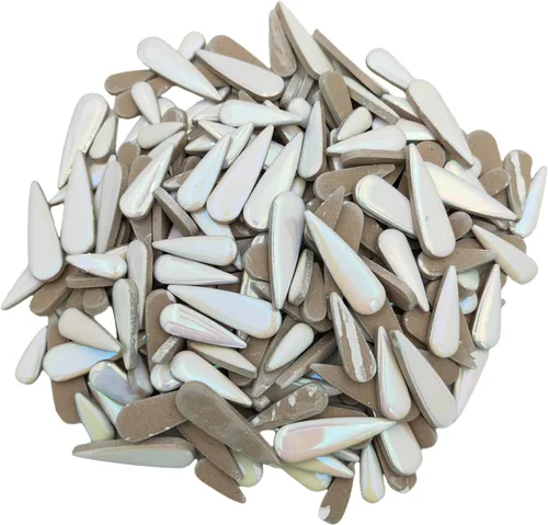 Miniatura 9 de Mosaico de cerámica de hojas de pétalos de gota de agua de 1.1 libras para manualidades, piezas de mosaico de cerámica en forma de lágrima