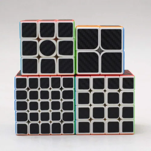 Miniatura 5 de CFMOUR Juego de cubos de velocidad original, 2x2, 3x3, 4x4, 5x5, cubo de fibra de carbono, paquete para niños, cubo original liso