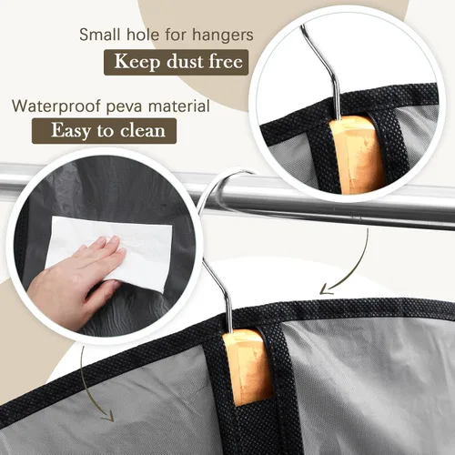 Miniatura 3 de Amylove 10 bolsas de traje de 24 x 40 pulgadas a granel para viajes y almacenamiento en el armario, bolsas de ropa para colgar ropa con cremallera