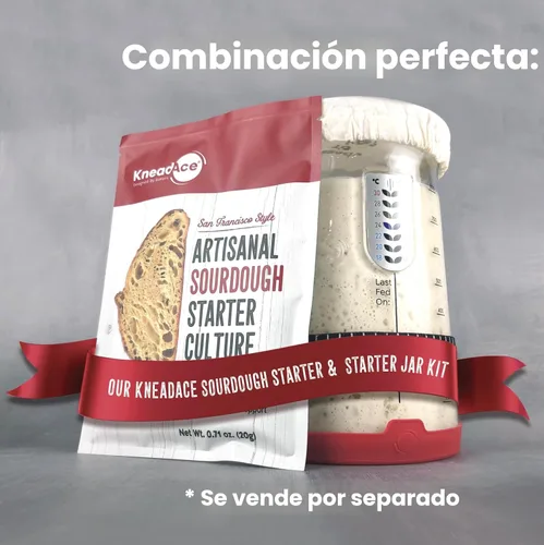 Miniatura 6 de KNEADACE Kit de Iniciador de Pan de Masa Madre Pro – Frasco de Iniciador de Masa Madre de Gran Capacidad de 34 oz con 5 características únicas
