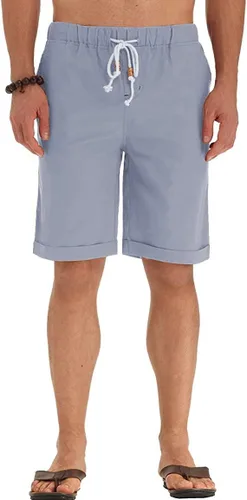 Miniatura 48 de Sailwind Pantalones cortos de lino para hombre, pantalones cortos casuales de playa con cordón