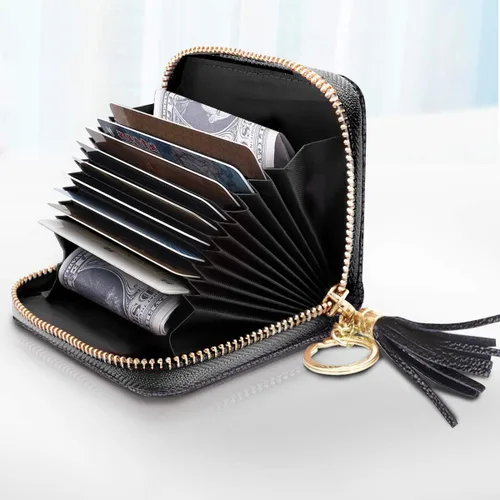 Miniatura 2 de Billetera pequeña para tarjetas de crédito para mujeres RFID con purpurina linda portadora de tarjetas de crédito carteras para mujeres