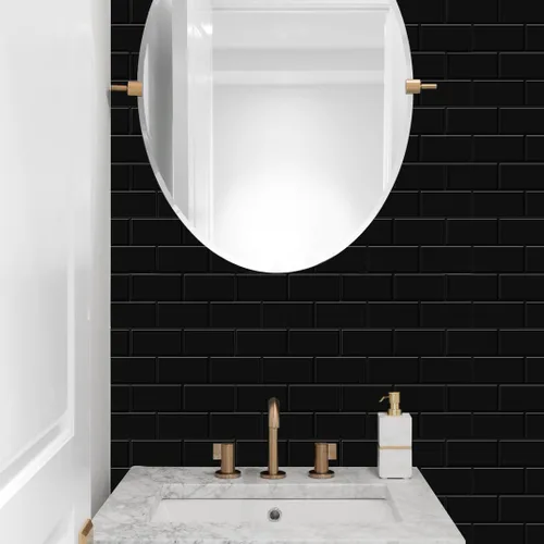 Miniatura 4 de Azulejo de metro negro para despegar y pegar, azulejos autoadhesivos para pared de cocina (10 x 10 pulgadas, 10 hojas)