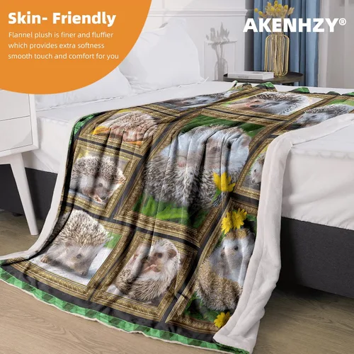 Miniatura 2 de Regalos de erizo para mujeres y hombres, manta de forro polar con estampado de erizo, mantas de franela suaves y acogedoras para sofá, cama, sofá