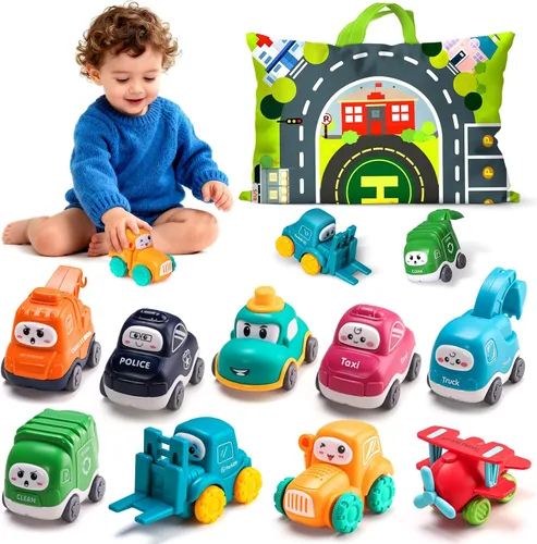 ALASOU 9 unidades de grúas de bebé para niños de 1 año con tapete de juego/bolsa de almacenamiento, regalo de primer cumpleaños para niños pequeños