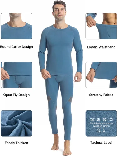 Miniatura 4 de Runhit Mens Thermal Underwear SetFleece Lined Long Johns for Men Thermal Shirts and Pants Base Layer Cold Weather Thermals