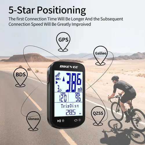 Miniatura 8 de Paquete GPS inalámbrico para computadora de bicicleta, velocímetro y odómetro, sensor de cadencia, retroiluminación automática y parada automática