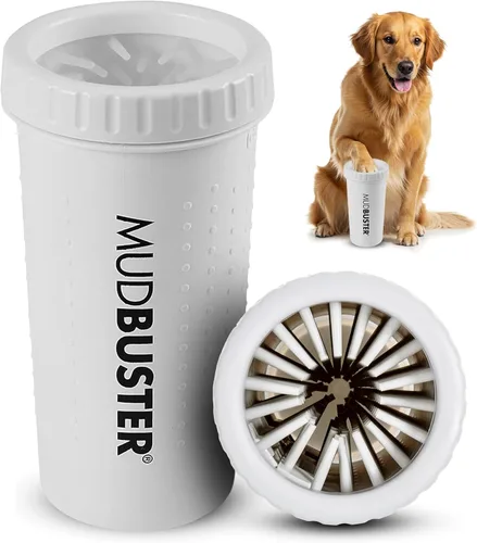 Dexas MudBuster Limpiador de patas portátil para perros, grande, color blanco brillante, edición especial, suministros y accesorios para mascotas de