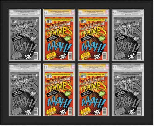 Miniatura 95 de Marco negro para cómics graduados Marco completo de cómics con paspartú de conservación negro y acrílico de grado UV Hecho para exhibir (6)